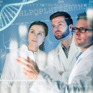 Genetic engineering Genetic engineering. Group of scientists working at the laboratory